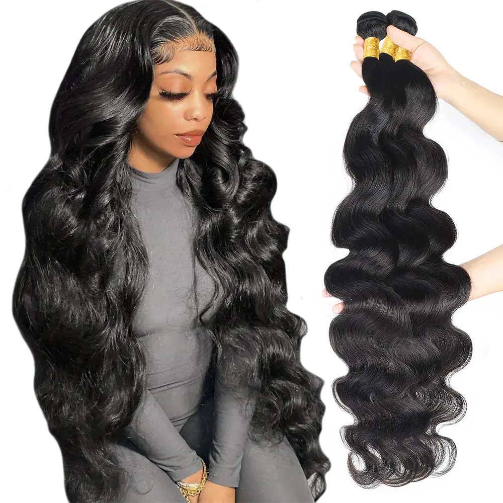 Body Wave Sew in Hair Extensions Quick Weave 30 32 34 Inch Brazilian Human Hair Bundles Raw Hair Salon Quality Body Wave Hair 1 3 4 Bundles 2x6 4x4 Lace Closure Outdoorfun