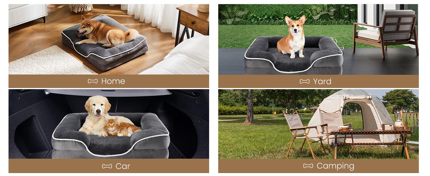 Orthopedic Dog Bed, Memory Foam Pet Bed for Medium Dogs with Washable Removable Cover Non-Slip Base Waterproof Liner Egg Crate Foam for Improved Sleep