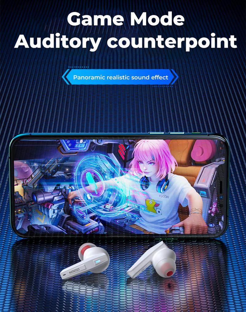 MINISO GM2pro Wireless Earbuds Bluetooth 5.4 Headphones, Earbuds Noise Cancelling, Energy Saving, IPX5 Waterproof With Mic, Gaming Earbuds 60 Hrs Playtime, Compatible For Android/iOS