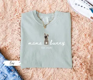 Preppy Easter Bunny Mom Shirt, Coquette Spring Tee, Faux Crochet Easter Tee, Leopard Print Bunny Tshirts, Mama Easter Shirts