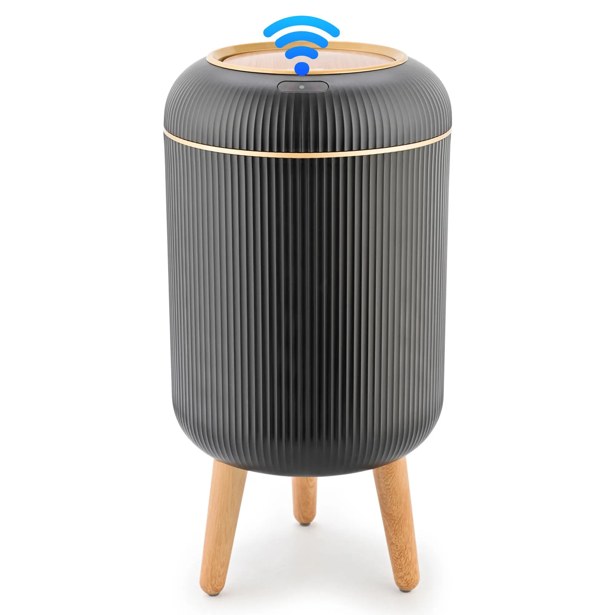 Pukomc Motion Sensor Trash Can with Lid, Touchless Design, Waterproof Plastic, Suitable for Kitchen, Bathroom, Bedroom, and Outdoors Springtok White Home Goods Smart Bin Black homeessentials
