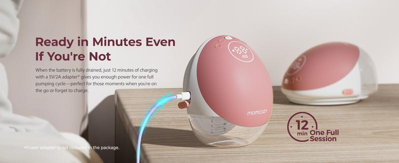 Momcozy  Breast Pump Hands Free Upgraded Mobile Flow | M9, App Discreet Control with Personalized Multi-Modes & 15 Levels, Wearable Breast Pump 24mm, 2 Pack Cozy Red