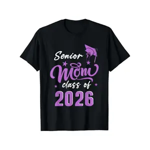 Senior Mom Class of 2026 Proud Mom of A 2026 Graduate T-Shirt, Men's Cotton T-Shirt - Summer Casual Short Sleeve Tee, Crew Neck, Perfect for Daily Wear & Holiday Gifts