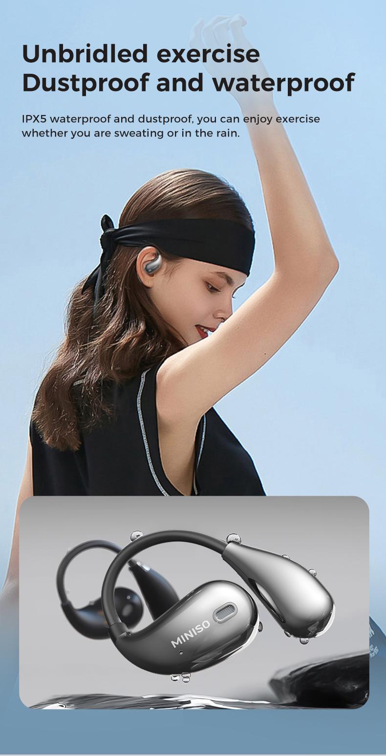 MINISO X33 Open-ear Design Wireless Earphone, HiFi Sound Quality Music Wireless Earbuds, Gaming Earbuds with Low Latency, Comfortable Wearing Earbuds with Built in Mic, Audio