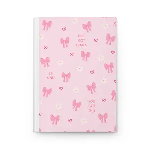 Cute Inspirational Hardcover Journal with Pink Bows, Motivational Note Notebook, Great for Goal Setting, Gift for Girls, Journaling