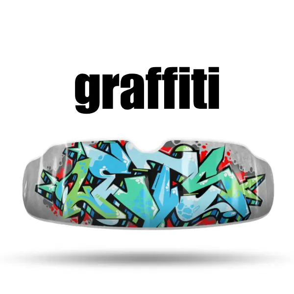 QuickFit GRAFFITI Moldable Sports Mouthguard - Boil-n-Fit Mouth Guard, Ideal for Coaches, Offers Significant Discounts for Team Orders, Sports Mouthguards, Moldable Mouth Guard