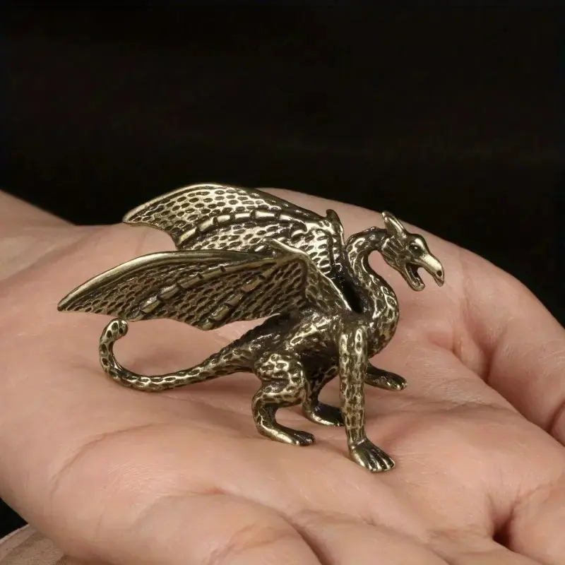 Mythical Copper Dragon Statue Sculpture, Collectible Figurine, Home Decoration Collectible for Collectors & Enthusiasts, Rustic Style Design, Unique Home Decor Accent, Home Decor Accessory, Decorative Statues, Decorative Ornaments, Decorative Sculptures