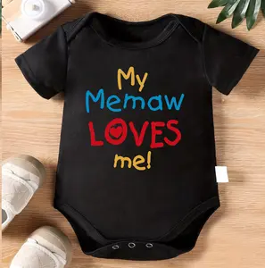 1pc Baby Crawling Suit - Heather Gray Onesie with "My Memaw Loves Me!" Print - Soft Cotton Outfit for Newborns & Toddlers 0-3 Years - Perfect Grandparent Gift - Machine Washable Infant Wear