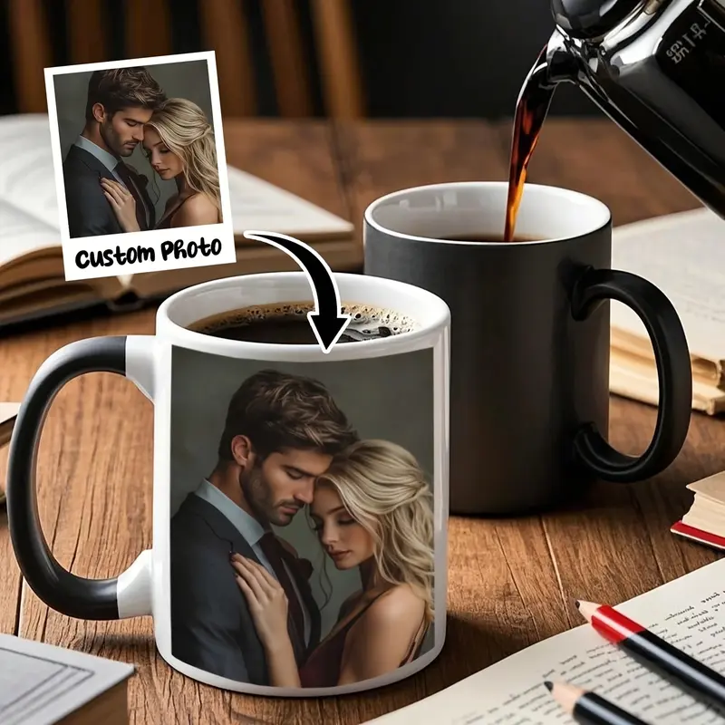 One Personalized Color-Changing Mug - a Temperature-Sensitive Cup That Changes Color, Featuring a Custom Photo, Ideal for Hot Beverages, a Great Present for Loved Ones, Perfect for Any Special Event Or As a Unique Coffee Mug