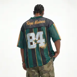 Inflation Soccer Mesh V‑Neck Short‑Sleeve T‑Shirt for Men — American Streetwear Retro Style