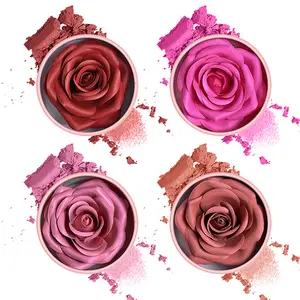 3D Rose Petal Blush Long Lasting Peach Glow Natural Floral Scent Silky Smooth Powder Romantic Rose Design Luxury Cosmetic Gift Lightweight Flower Makeup light pink  blush color  blush palette