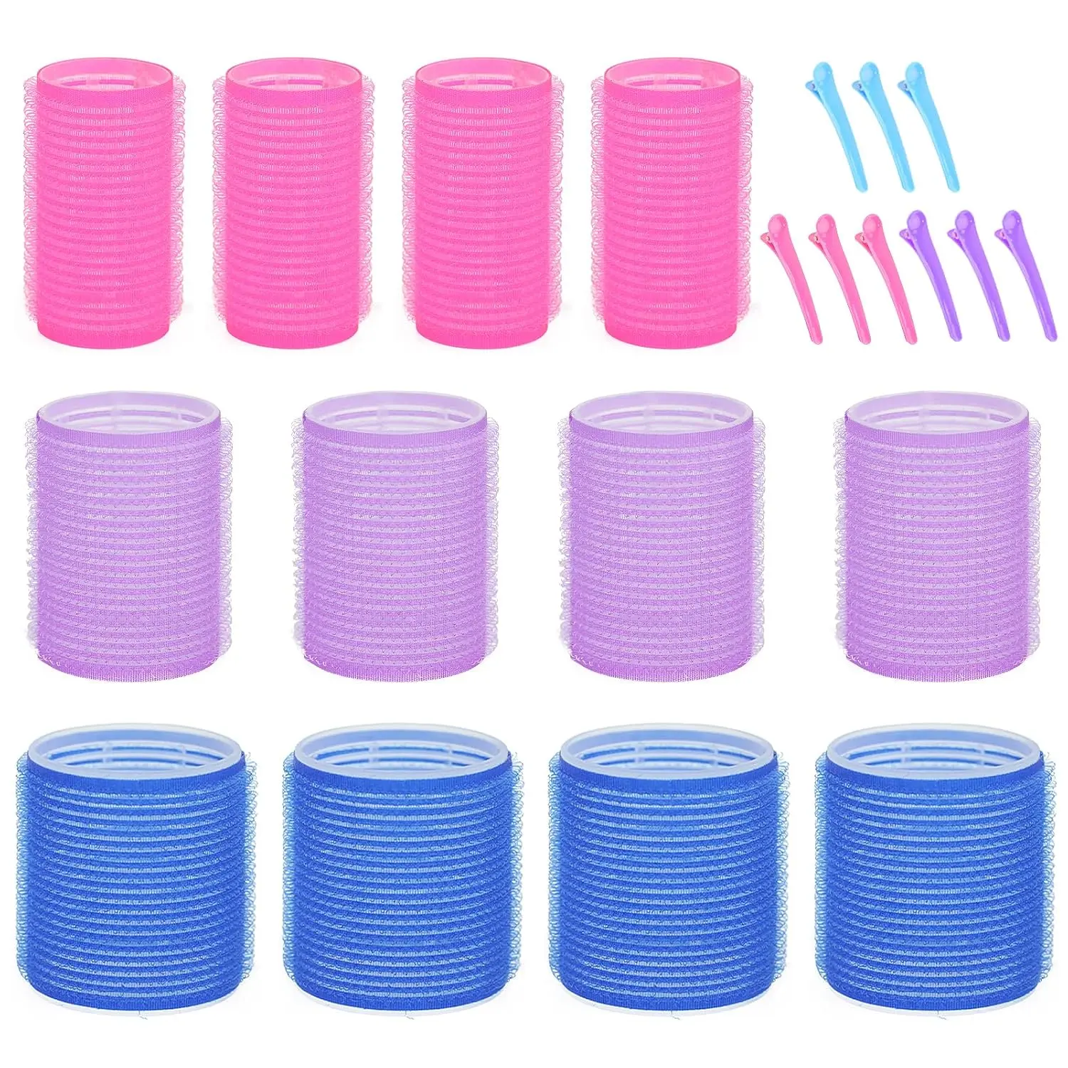 Self Grip Hair Rollers for Volume & Curls 12 PCS Medium 30mm 1.2 Velcro Curlers for Heatless Curling DIY Salon Hairdressing Tools