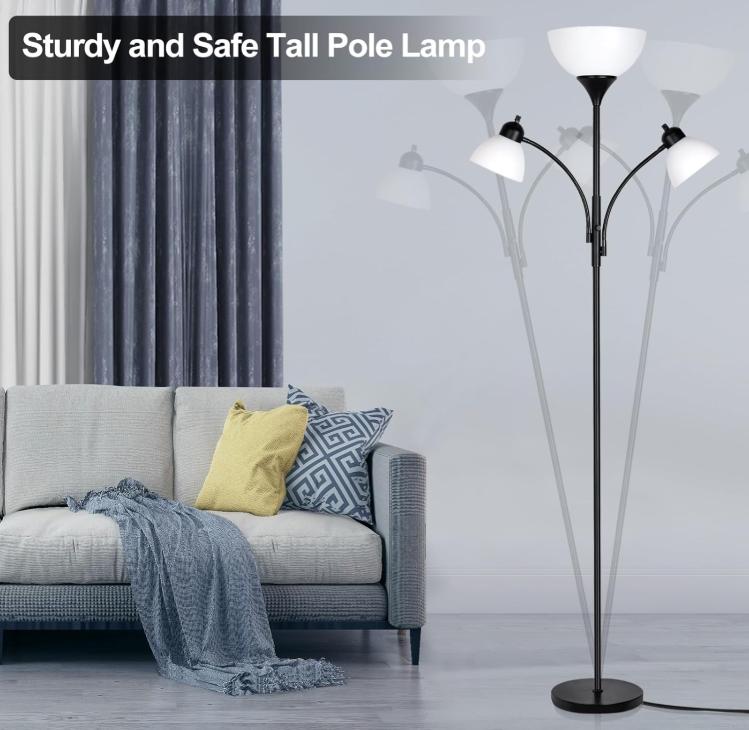 3-Head Dimmable Floor Lamp! Living Room Sofa Ambient Light, Bedroom Standing Reading Lamp, Multi-Head Adjustable Floor Lamp