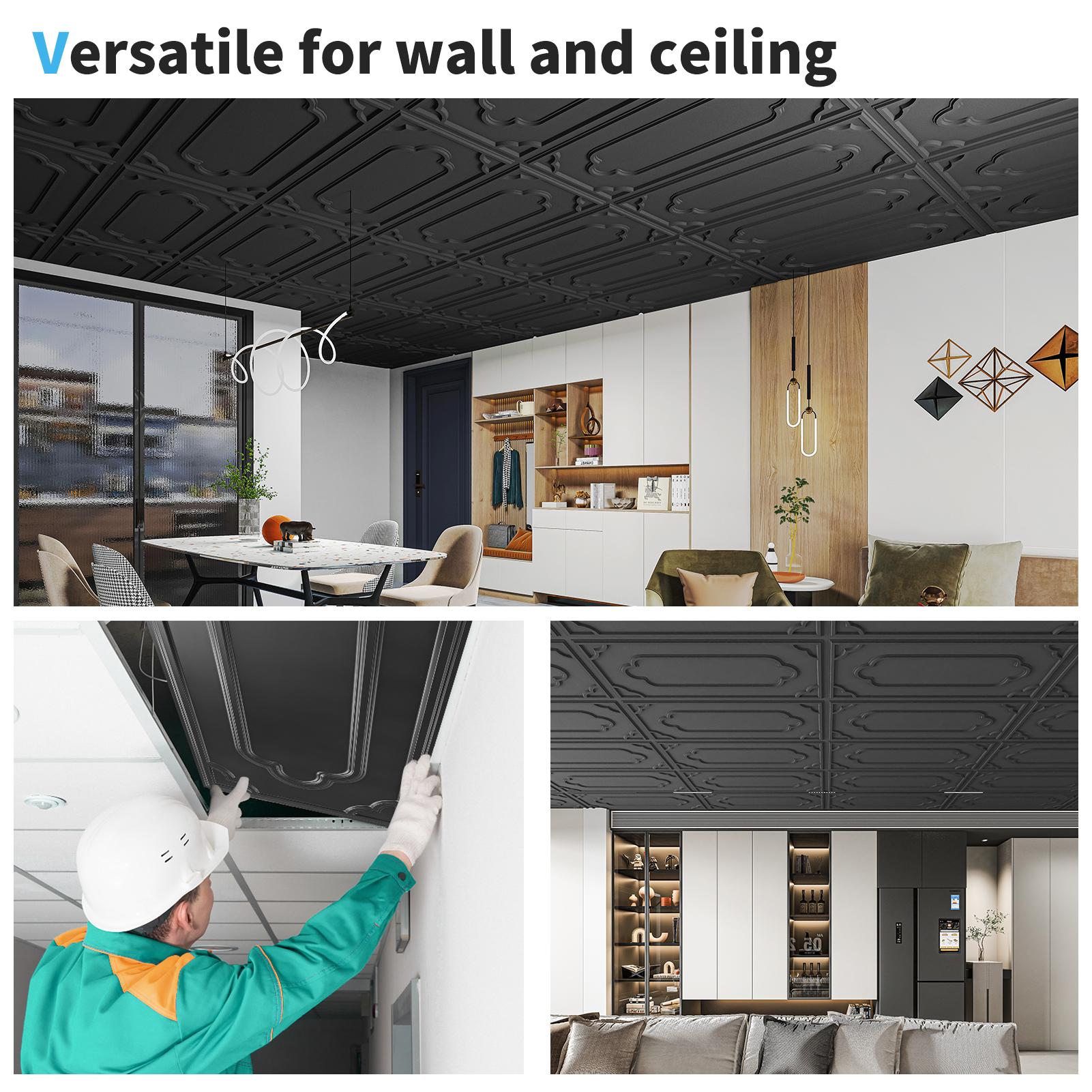 Art3d 24x48in Modern  Drop Ceiling Tiles - Pack of 12 Tiles PVC Decorative Wall Panel for Home Interior