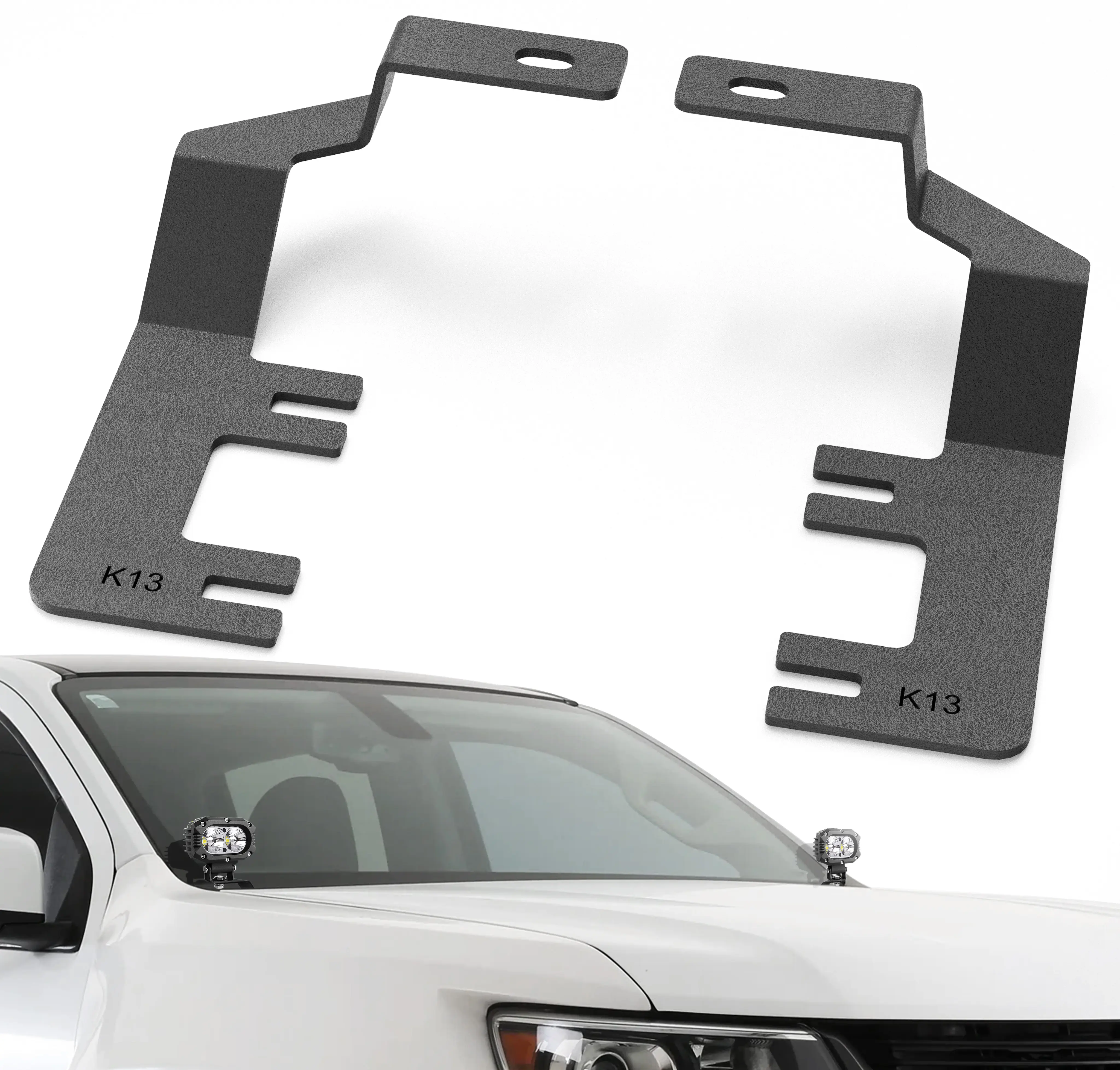 【Yzona】Hood Hinge Ditch Light Brackets (2PCS, Black Carbon Steel, 1.54 lbs, 9.45 x 5.12 x 3.15 inches, No Assembly Required) - Outdoor Waterproof Visibility Aid Off-Road LED Work Pod Light Mount Kit for 2015-2022 Chevy Colorado & 2015-2021 GMC Canyon, Tru