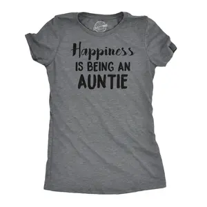 Womens Happiness Is Being an Auntie Funny Family Gift for Best Aunt T shirt Cool Funny Womens T Shirts Cute Vintage Fashion Casual Ladies T-Shirt Gift Funny Aunt Top Women's Novelty Tees