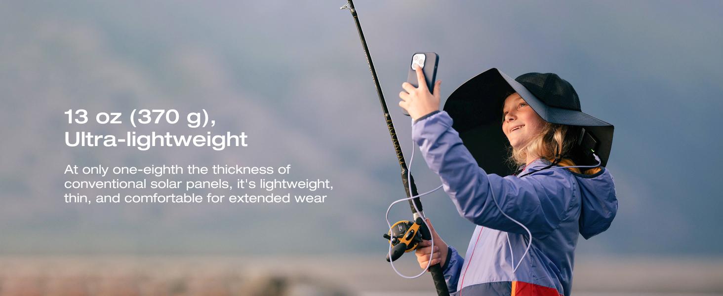 EcoFlow Power Hat, Solar Charging Bucket Fishing Hat, Dual USB-A/USB-C Ports, SPF 50+ Wide Brim