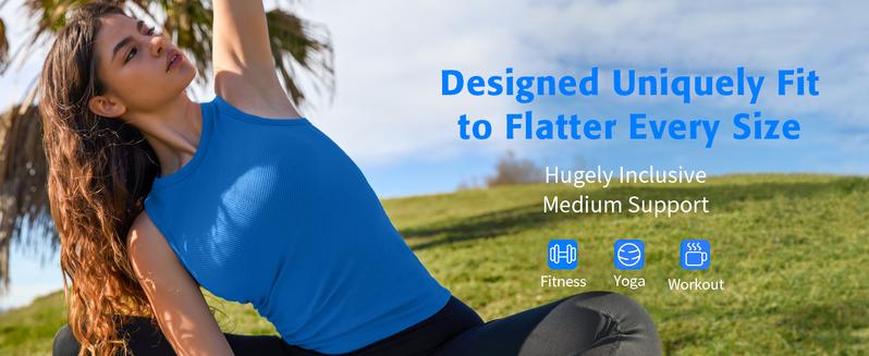 ATTRACO Women's Seamless High Neck Workout Tank Top with Built-in Bra & Removable Padding for Yoga & Gym Training