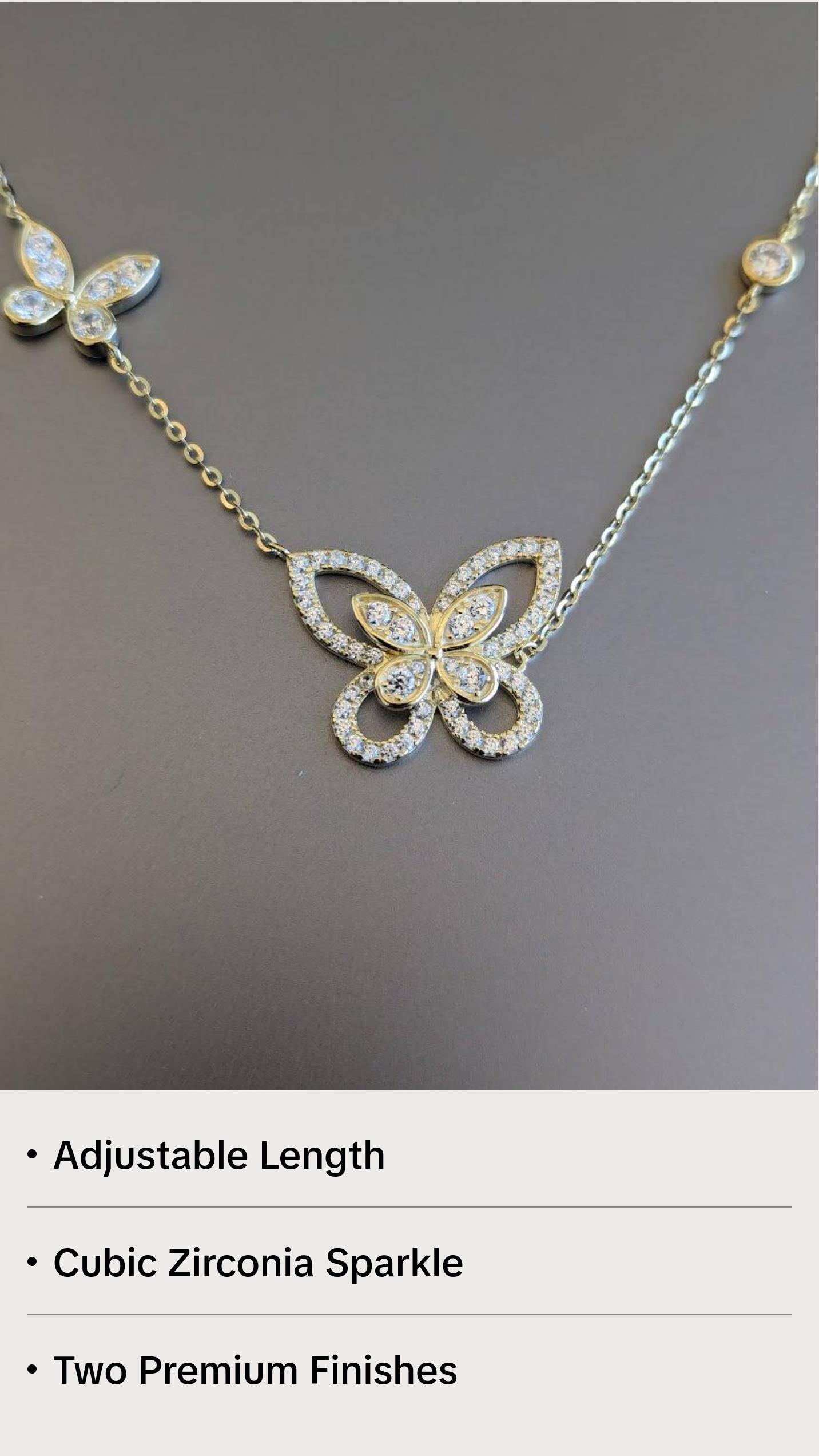 Fluttering Fantasy: Delicate Butterfly Necklace with Cubic Zirconia