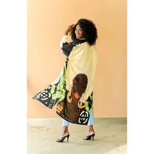 Pardon My Fro Printed Kimono – Flowy Long Belted Layering Piece