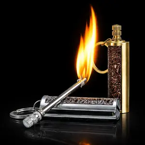 Permanent Match Lighter, Kerosene Igniter, Keychain, 10000 Times Classic Lighter, Metal Match Open Flame Igniter Equipment, Portable Metal Keychain Men's Gift, Suitable For Outdoor Camping And Hikingiking