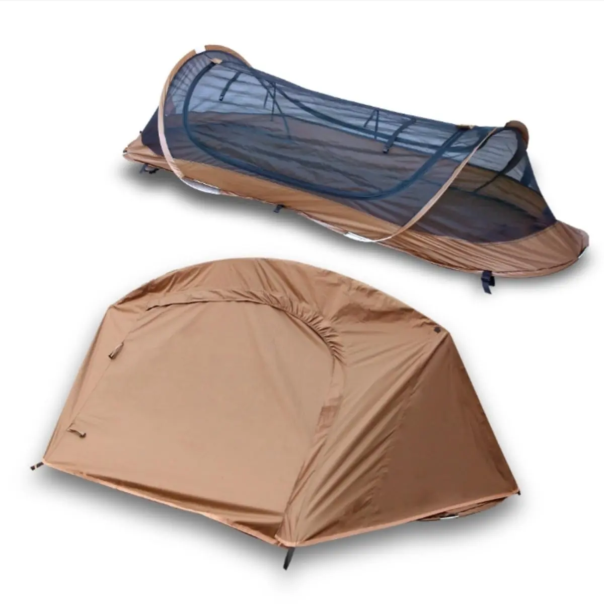 TGpao 1-Person Ultralight Polyester Tent - Compact Easy Set-Up Pop-Up Fold-Out Backpack Tent, Waterproof, Mosquito-Proof Bivy Shelter for Hiking, Tentcamping (Coffee), Single, Fold Out Tent Backpack