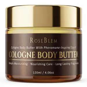 Roseblem Cologne Body Butter for Men – Second Date Cologne Long-Lasting Masculine Scent & Shea Butter Hydration – Fresh Woody Fragrance with Bergamot, Amberwood & Musk – Daily Moisturizing Cream – 4.06oz