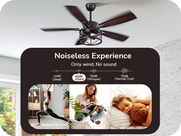 EDISHINE 52 Inch Farmhouse Ceiling Fans with Lights, Remote Control, 5 Wooden Blades, Dimmable, Timer, 6 Speeds Reversible DC Motor, Rustic Lighting & Ceiling Fan for Bedroom Living Room, UL Listed-HCFR01A