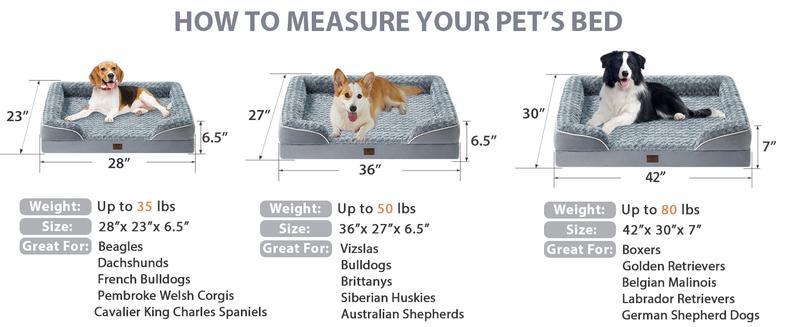 Large Dog Beds Washable Orthopedic self warming bed Sofa Bed with Waterproof Lining Non Slip Bottom for Pet Sleeping Comfortable and Durable XL/42x30x6.5inch