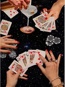 5D Diamond Painting Kit, Glam Casino Night in Cosmic Space, DIY Poker & Cocktail Art Craft with Sparkling Starry Background for Adults, Home Decor