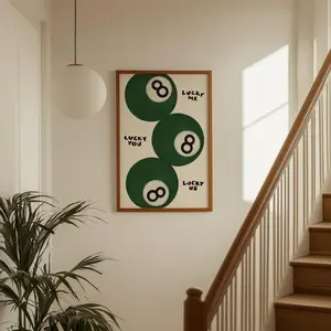 8 Ball Trio Art Print – Lucky Us Retro Wall Decor poster simple basic style