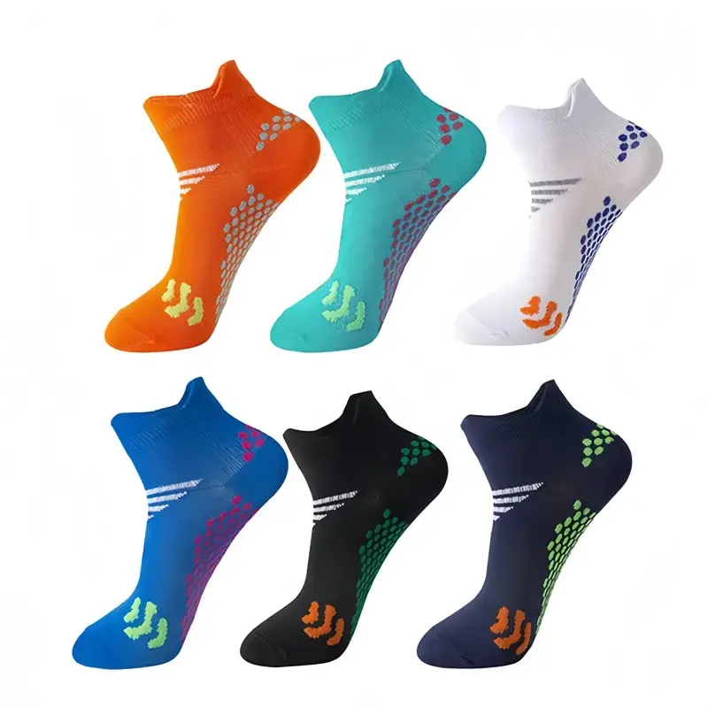 6-Pair Pack of Compression Comfort Sports Ankle Socks—Shock-Absorbing Compression / Breathable and Odor-Resistant / Zoned Anti-Slip Rubber Dots on the Sole / Unisex Shock-Absorbing Low-Cut Socks / Everyday Essentials
