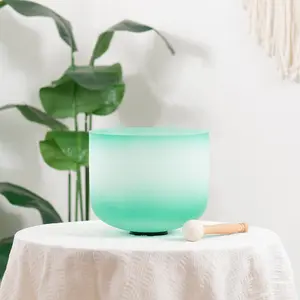 432hz 9 inch F NOTE Quartz Crystal Singing Bowl Aria Gradient For Mindfulness Meditation Yoga Sound Bath