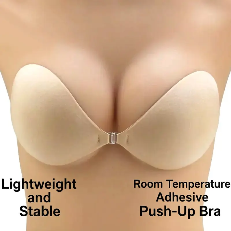 Quietlake Puff #1 Push-up Sticky Bra – Waterproof & Sweat-proof,  Portable, Reusable, Washable, Essential for Travel Women's Wear with Storage Board & Replaceable Adhesive Pads