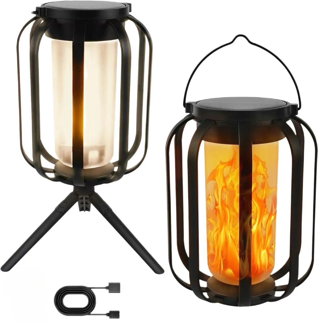 9-in Solar Outdoor Decorative Lantern with Base - Upgraded Flickering Flameless Candles, Monocrystalline Silicon Panels, 8-12H Operation, Durable Waterproof Light, Portable, Outdoor Garden Lighting for Patio Holiday Decor, Party Mood Light