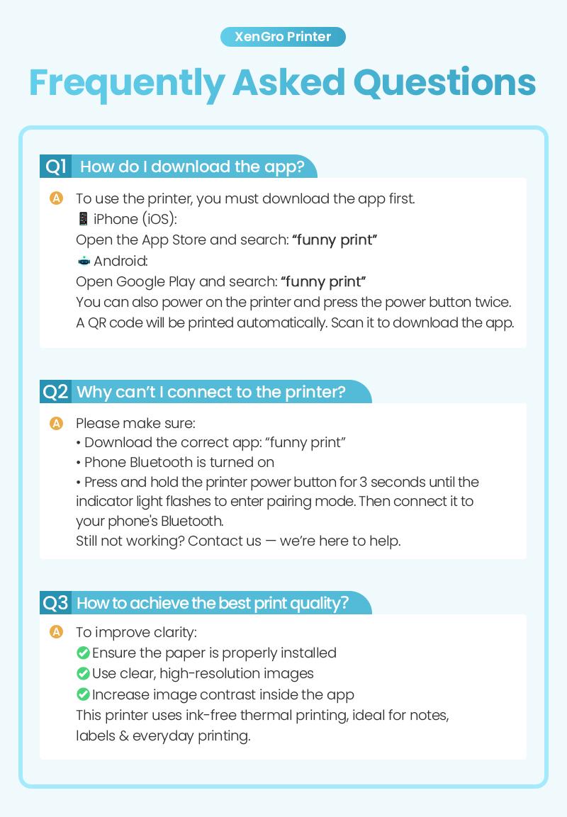 [Springglowup] XenGro Mini Printer Bluetooth included 3 Roll label Thermal Pocket Printer,Inkless Small printer B&W Printing Only for Photos, Study Notes, Lists,Memos, Journals Printing Machine Sticky Label, Birthday Gifts for Kids Girls Boys Blue