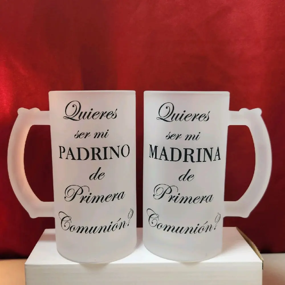 First Comunion Godparents Proposal Set of 2 Glasses 16oz Quieres Ser Mi Padrino de Primera Comunion Madrina de Primera Comunion