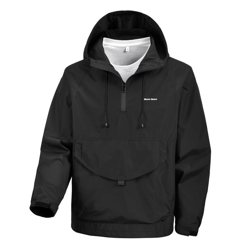 Spring and Autumn Half Zipper Hooded Pullover Sports Jacket Top Men's, New Autumn Jacket, Men's Windproof and Waterproof Outdoor Sports Mountaineering Fishing Suit, Pullover Men's Jacket, Multi-Pocket Sports Style Outdoor Loose Breathable Long Sleeve Top