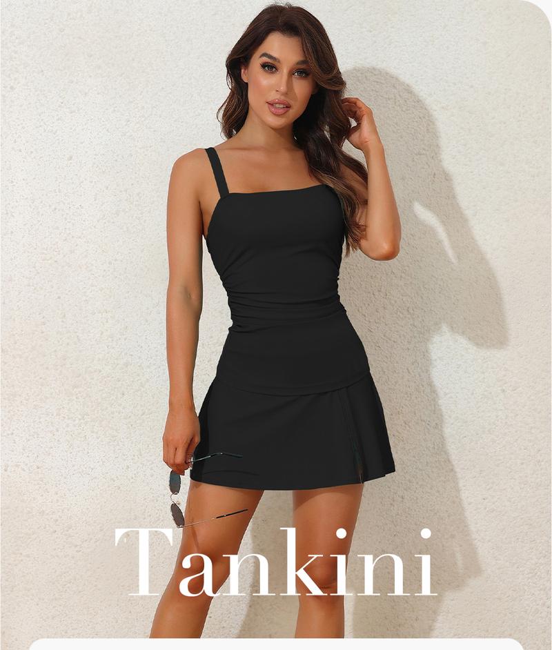 Aleumdr Women Vintage Two Piece Tankini Swimsuits Swimdress Swimming Push up Swimwear Bathing Suits Beach Aleumdr Women Vintage Two Piece Tankini Swimsuits Swimdress Swimming Push up Swimwear Bathing Suits Beach