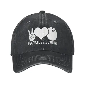 Peace Love Bowling Classic Dad Cap for Men Women Adjustable Trucker Caps Snapback Hat Golf Hat Sports Caps Casual Hats