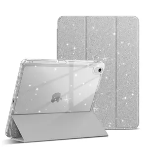 Trendy Blue Glitter iPad 10th Gen Case 11'' 2025 / 10.9'' 2022 | Slim & Soft, Pencil Holder, Trifold Stand, Auto Wake/Sleep, Shockproof Protection | Must-Have Sparkly iPad Accessory decor