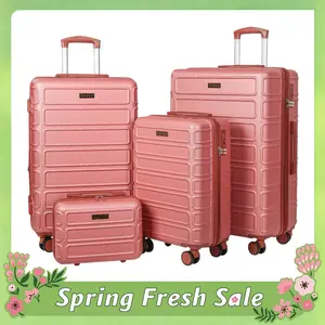 AAIVV 4 PCS Luggage Sets, Expandable ABS Travel Suitcase Set with Double Spinner Wheels, TSA Lock Hardshell Durable Traveling Bag Luggage Sets (13/20/26/28in) Gift for Back to School