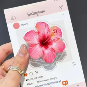 Hibiscus Flower MagSafe Phone Grip – Magnetic Holder for Phone & Kindle, Tropical Gift for Her