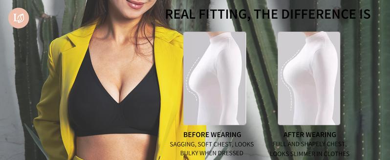 LemonSilk 3/4 Piece Set Women's Wireless Bra Comfortable Push Up Seamless Bralettes Deep V Neck Tshirt Bras Everyday Wear All Seasons