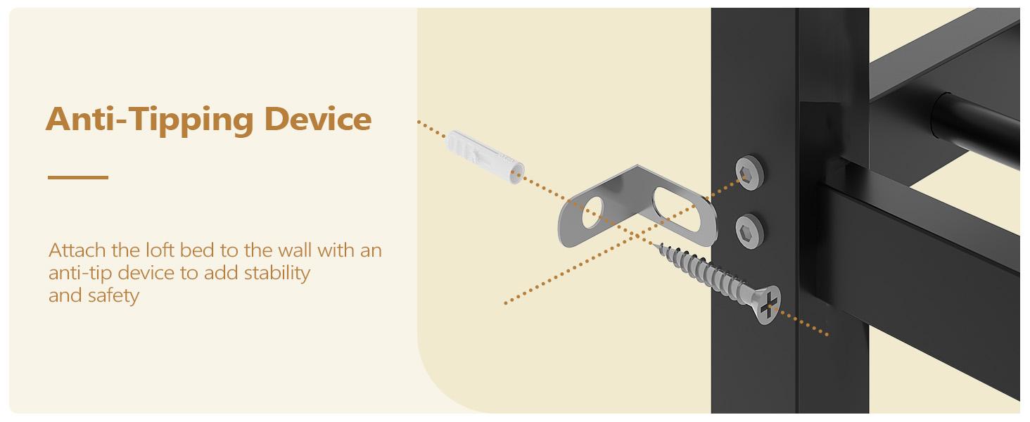 JOYMOR Bunk Bed Twin Over Twin, Metal Twin Size Bed Frame with Safety Guardraild for Boys Girls, Junior, Low Profile Space Saving Design, Mattress Not Included