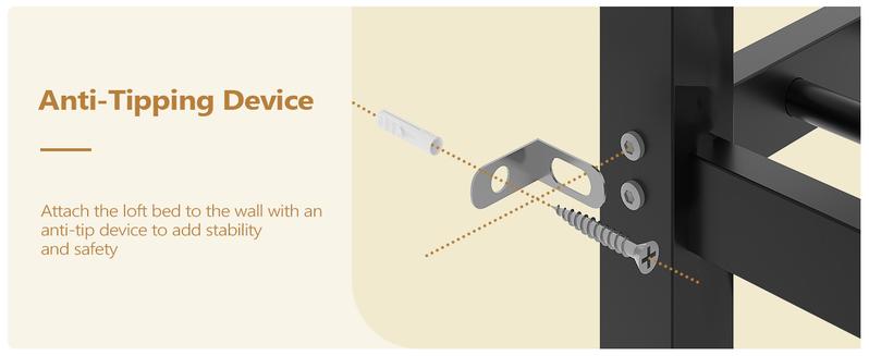 JOYMOR Bunk Bed Twin Over Twin, Metal Twin Size Bed Frame with Safety Guardraild for Boys Girls, Junior, Low Profile Space Saving Design, Mattress Not Included