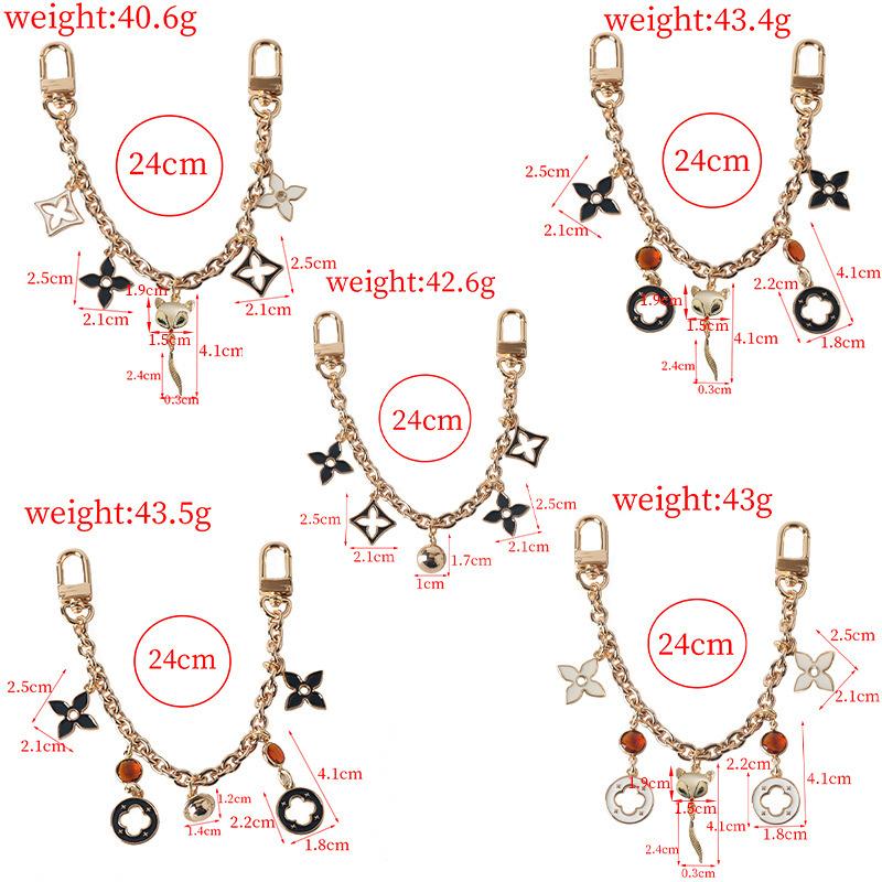 Black and White Pink Lucky Clover&Golden Ball&Fox Pendant Bag Decorative Chain, Valentine's Day Gift, Mother's Day Gift Fashion Accessories Charm
