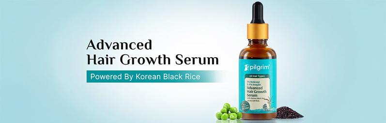 Pilgrim Advanced Hair Growth Serum with 3% Redensyl 4% Anagain & Korean Black Rice for Thicker Stronger Hair Clinical Study Proven