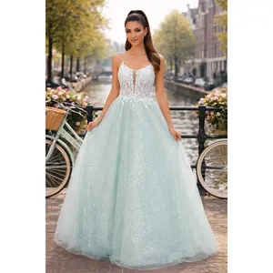 Glittering Sequin and Lace Ballgown Prom Dress