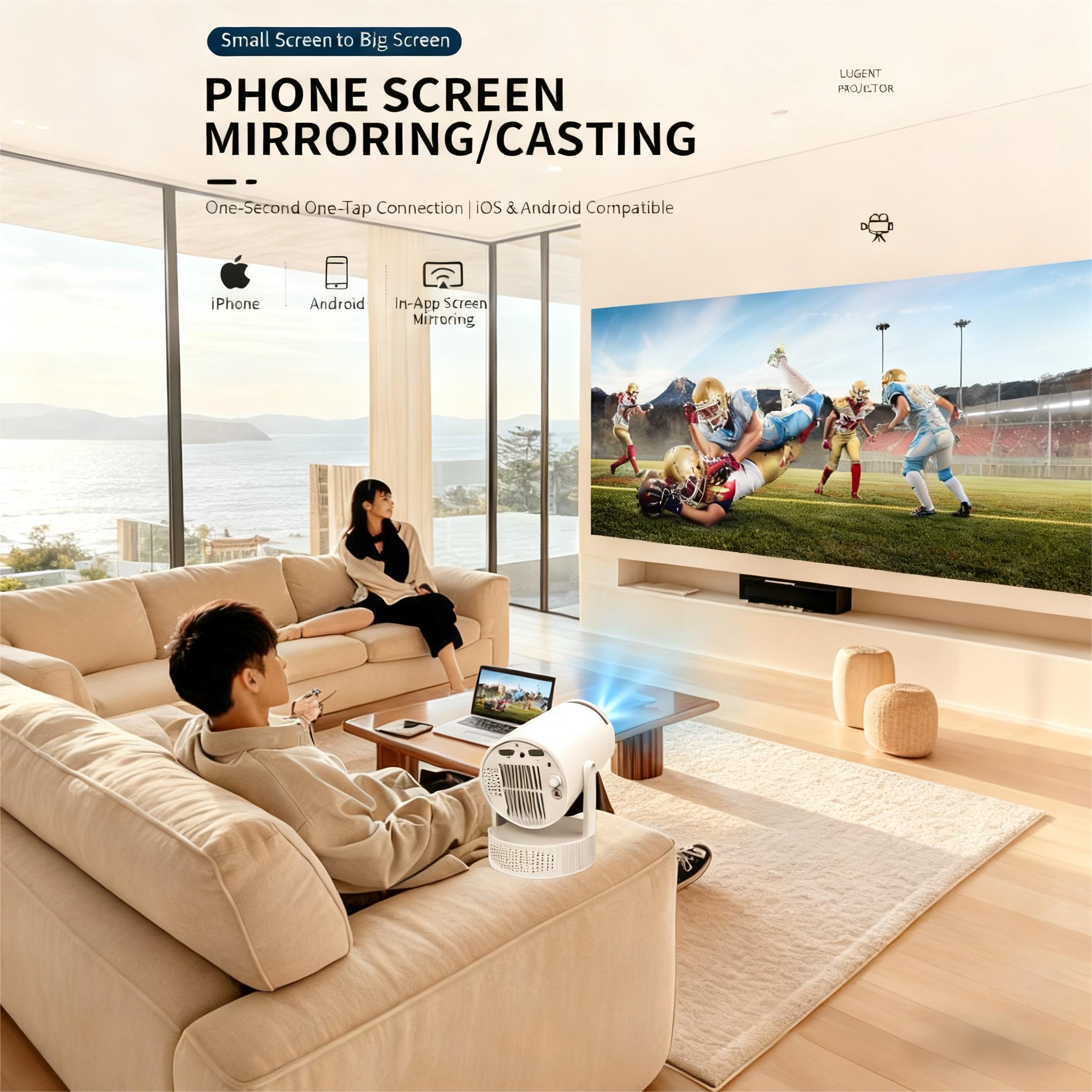 [US Warehouse, ] HY300Pro 2025 Battery-Powered Projector 290ANSI 4K 1080P Decoding WiFi6 BT5.4 180° Rotatable Mini Portable Home Outdoor Cinema